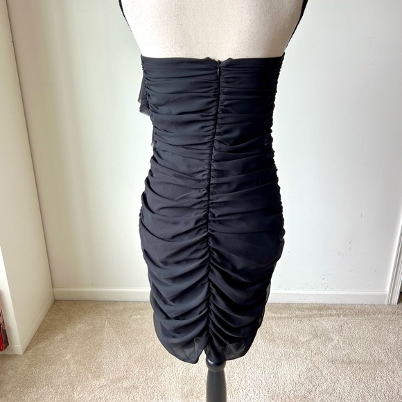 EXPRESS Black Strapless Ruched Chiffon Sheath Mini Dress—SZ. 6 - Picture 5 of 14